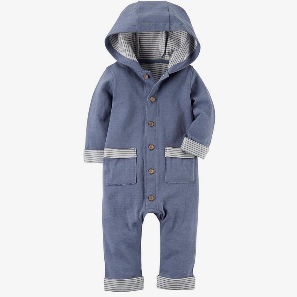 Carter's Baby Boys' Hooded Babysoft Coveralls 6 Months Blue